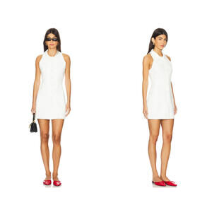 Aexae Twill Vest Mini Button wool Dress white sleeveless size S NWT $550msrp